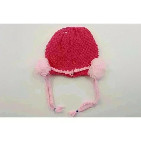 HAND knitted girl hat with knitted applique with beads for 3-6 year old. NEW. - Picture 8 of 8